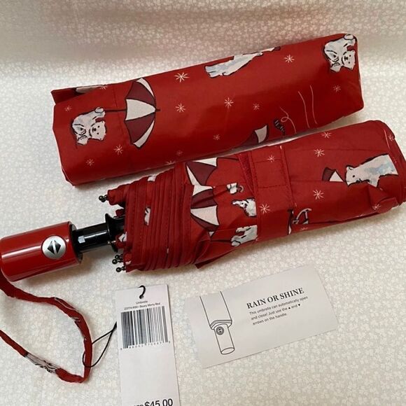Vera Bradley Umbrella Beary Merry Red - Picture 2 of 4
